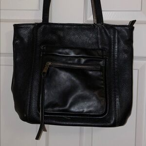 🖤 Black Faux Leather Purse with Gold Accent Straps